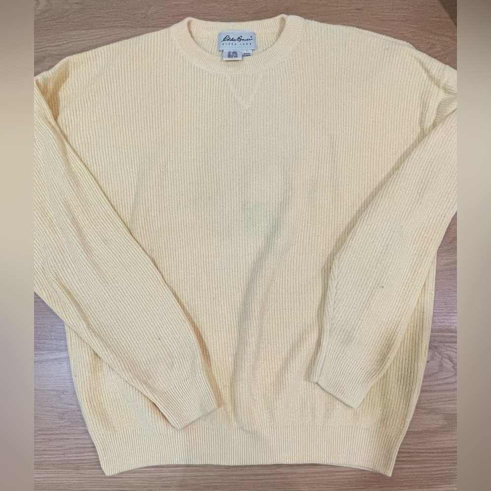 Eddie Bauer 100% Cotton Yellow Crewneck Sweater Mens Size M - Picture 1 of 5